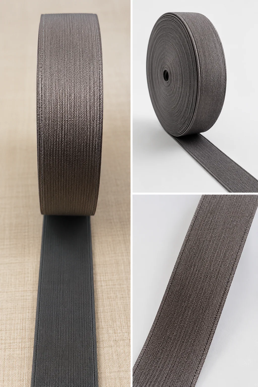 30mm single-sided silver foil polyester elastic band with 1:2 stretch ratio