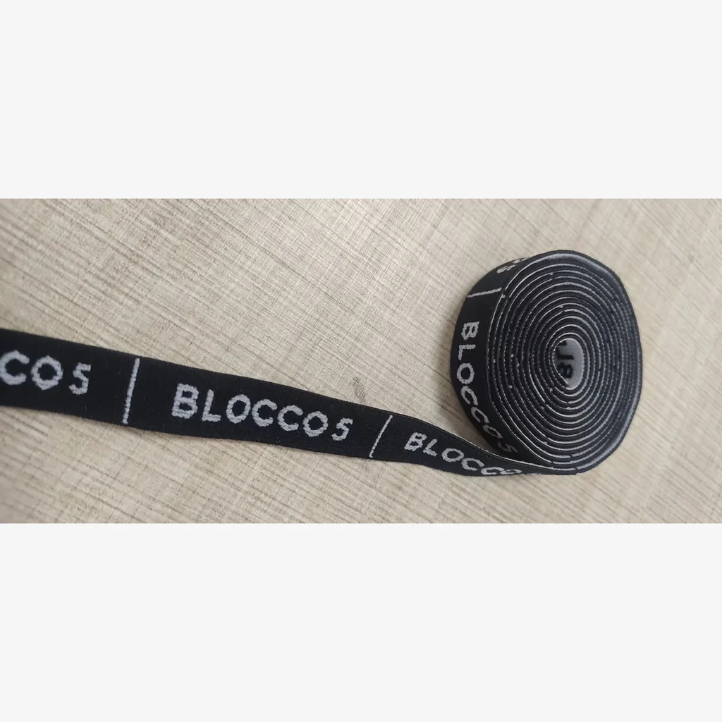 15mm black custom logo jacquard elastic band sample roll