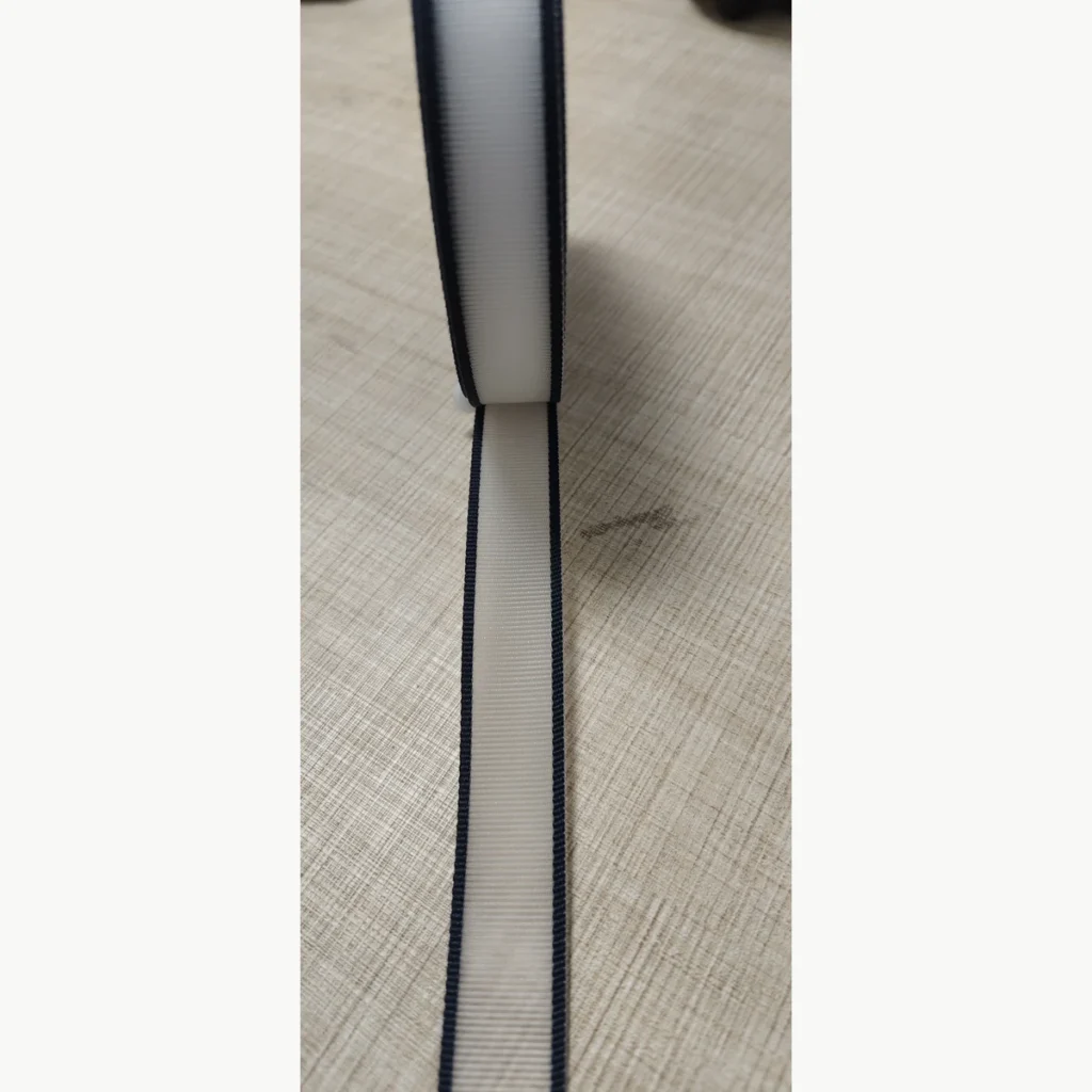 20mm two-tone stiff nylon monofilament webbing with black edges and light center