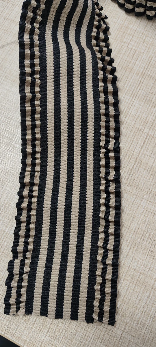 Flat view of 60mm polyester spandex striped elastic band